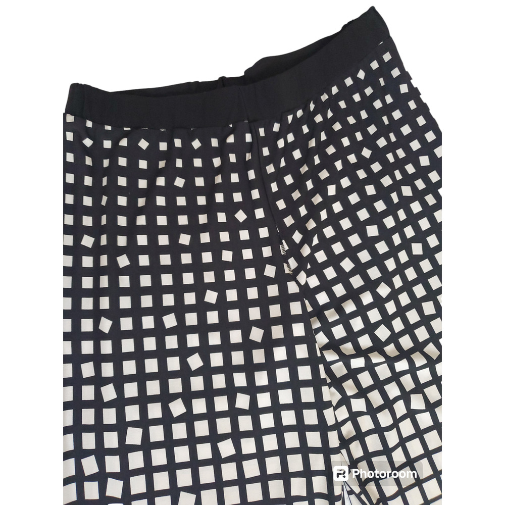 New Directions Black&White Geometric Stretch Pull-On Palazzo Wide Leg Pants Sz L - Picture 3 of 5